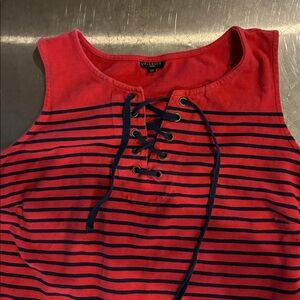 Talbots Nautical Dress Women’s 2X Sleeveless Vintage Dress Red Navy Striped Tank